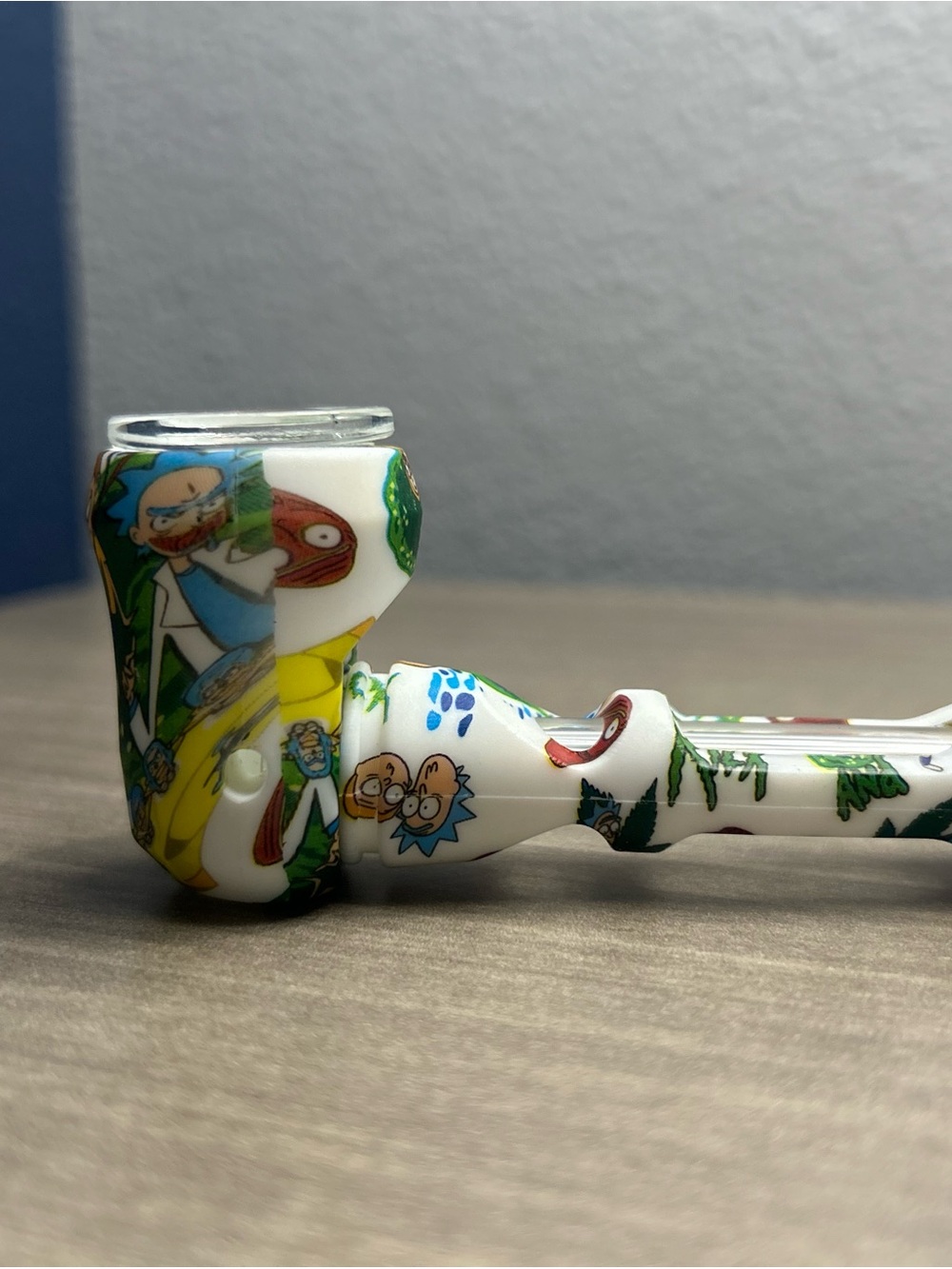 Rick & Morty White Cartoon-Print silicone/glass Hand Piece